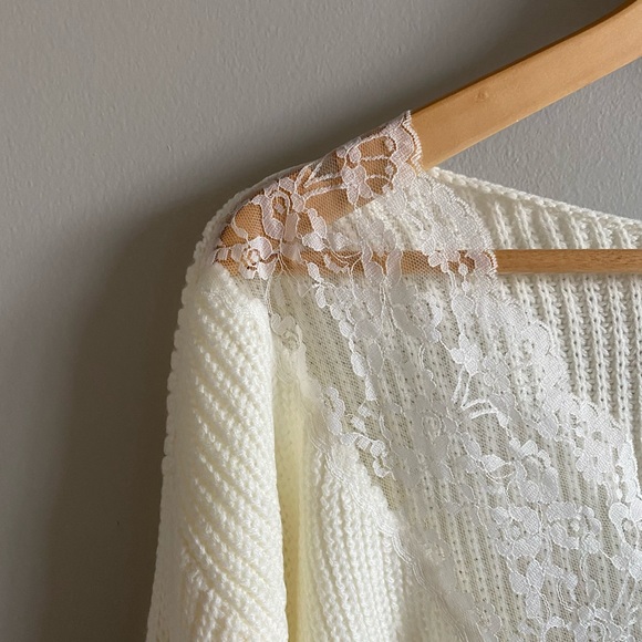 Lace Balloon Sleeve Boho Sweater - Picture 3 of 6